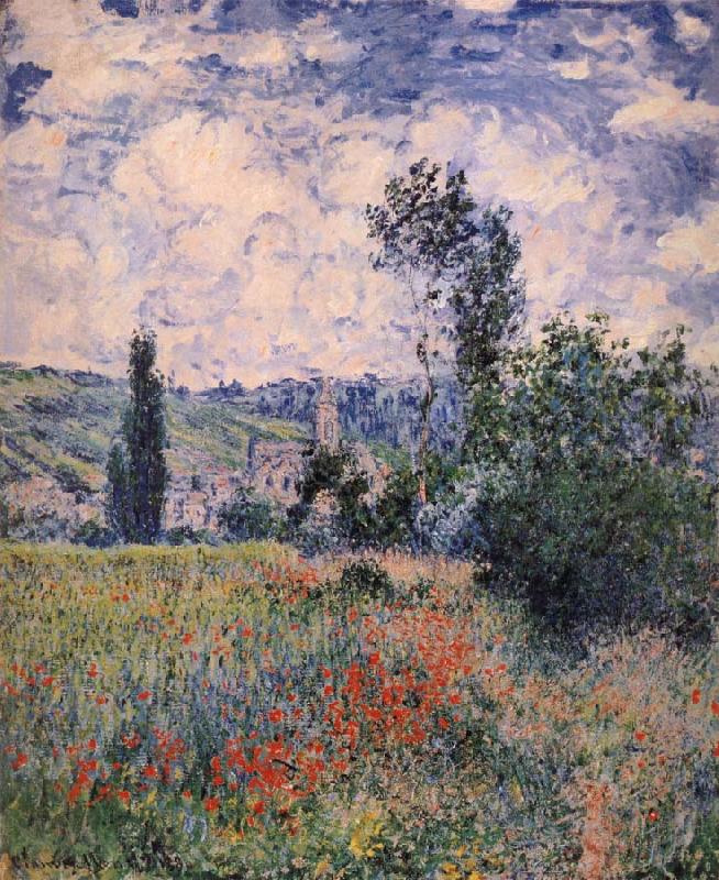 Claude Monet Poppy Field Near Vetheuil Norge oil painting art